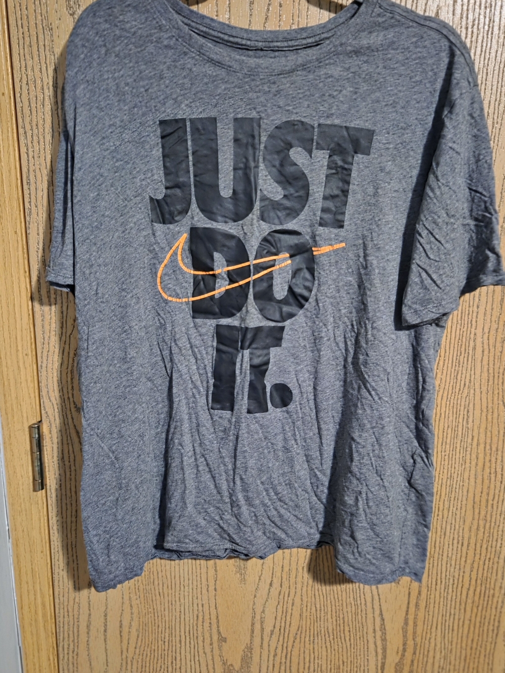Nike Men’s Heather Gray 'JUST DO IT.' Tee with Orange Swoosh
